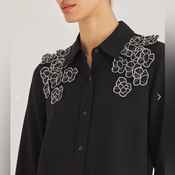 Rebecca Taylor Mia Top
Black Button-Up Shirt with Floral Details size XS NWT - Picture 3 of 8